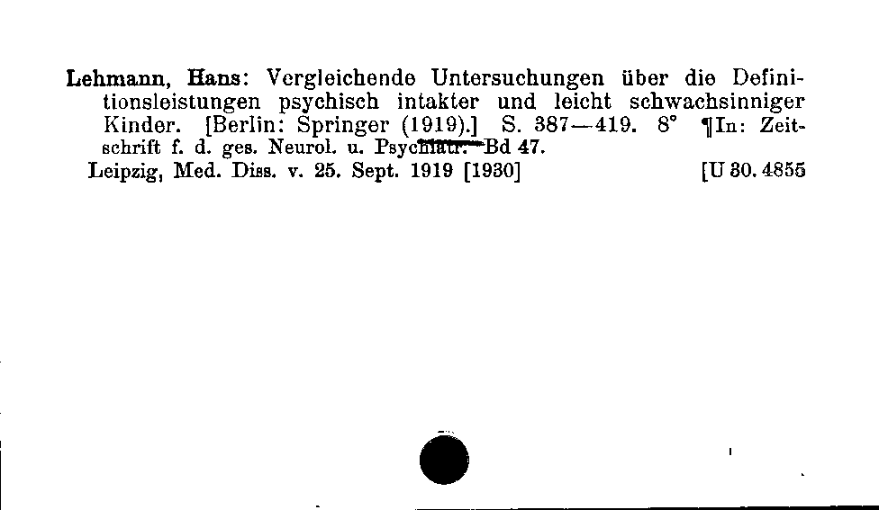 [Katalogkarte Dissertationenkatalog bis 1980]