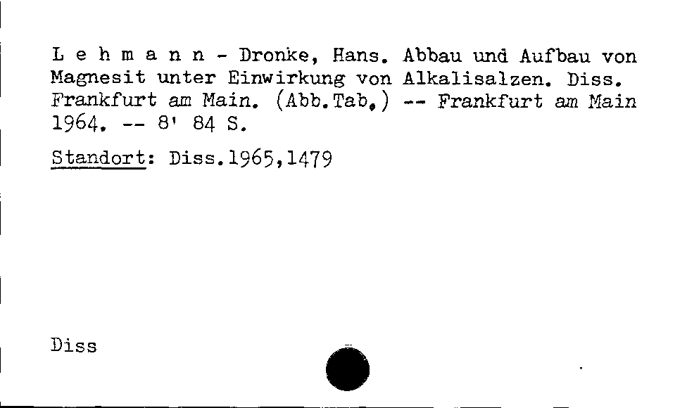 [Katalogkarte Dissertationenkatalog bis 1980]