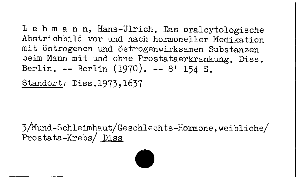 [Katalogkarte Dissertationenkatalog bis 1980]