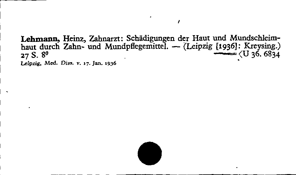 [Katalogkarte Dissertationenkatalog bis 1980]