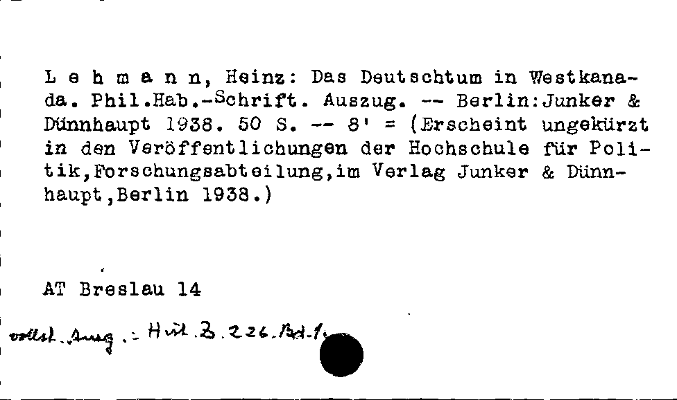 [Katalogkarte Dissertationenkatalog bis 1980]