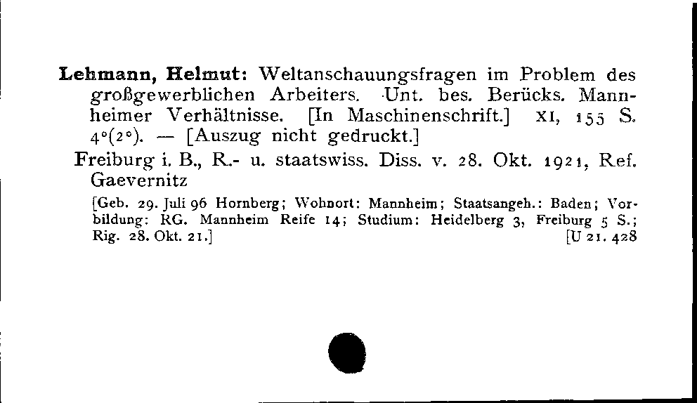 [Katalogkarte Dissertationenkatalog bis 1980]