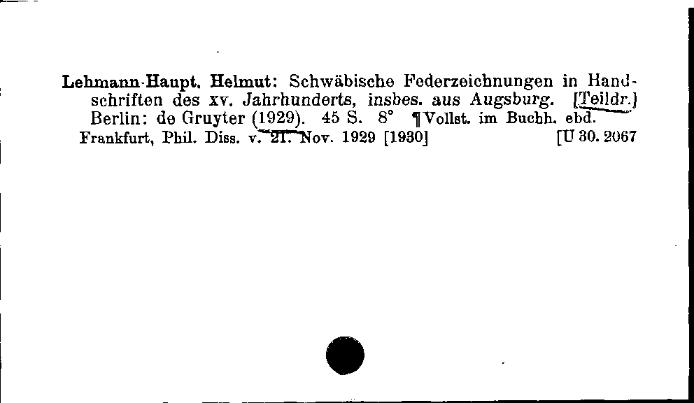 [Katalogkarte Dissertationenkatalog bis 1980]