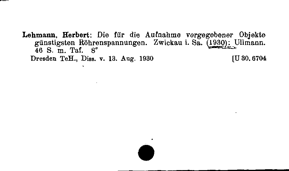 [Katalogkarte Dissertationenkatalog bis 1980]