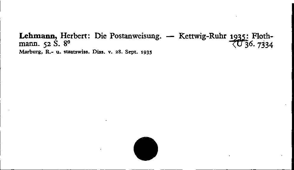 [Katalogkarte Dissertationenkatalog bis 1980]