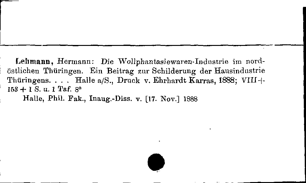 [Katalogkarte Dissertationenkatalog bis 1980]