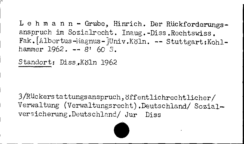 [Katalogkarte Dissertationenkatalog bis 1980]