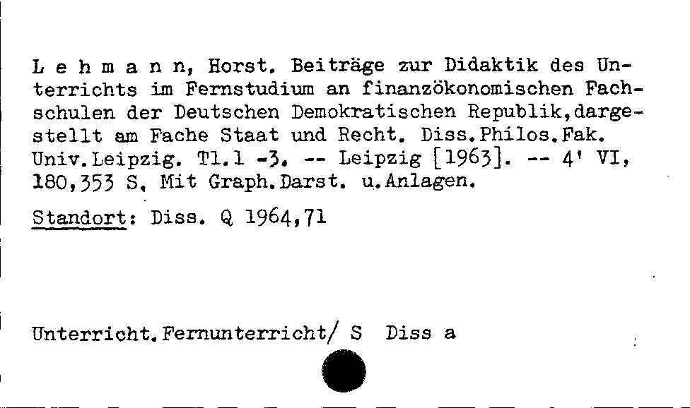 [Katalogkarte Dissertationenkatalog bis 1980]