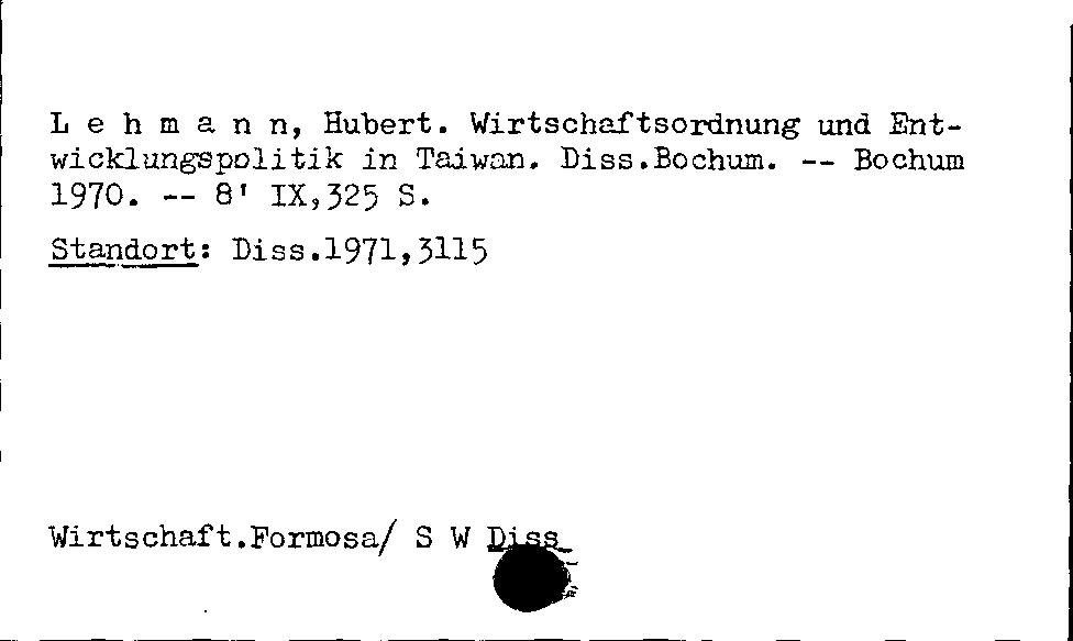 [Katalogkarte Dissertationenkatalog bis 1980]