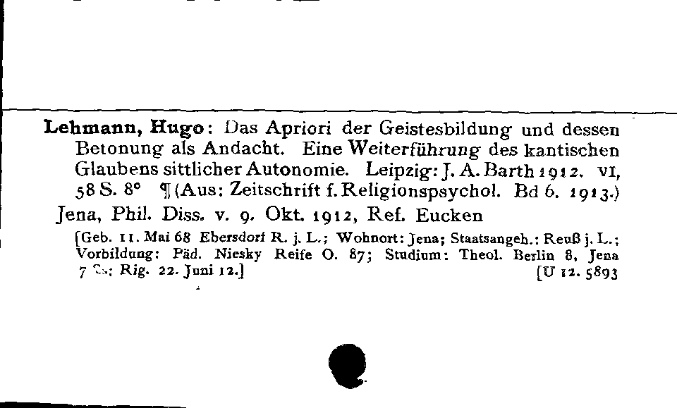 [Katalogkarte Dissertationenkatalog bis 1980]