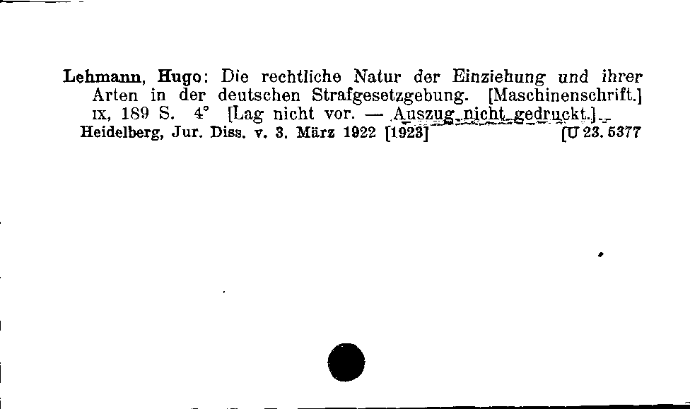 [Katalogkarte Dissertationenkatalog bis 1980]