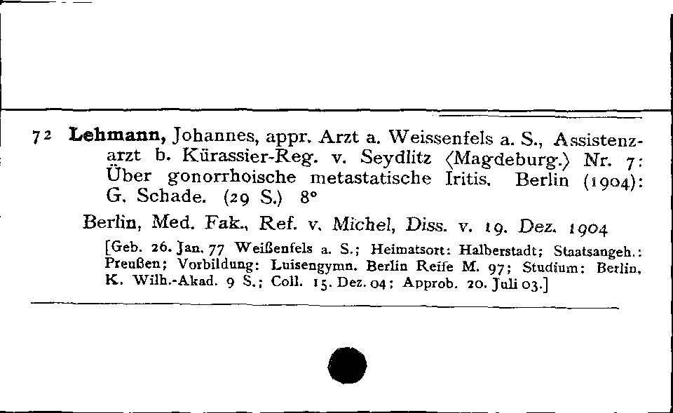 [Katalogkarte Dissertationenkatalog bis 1980]