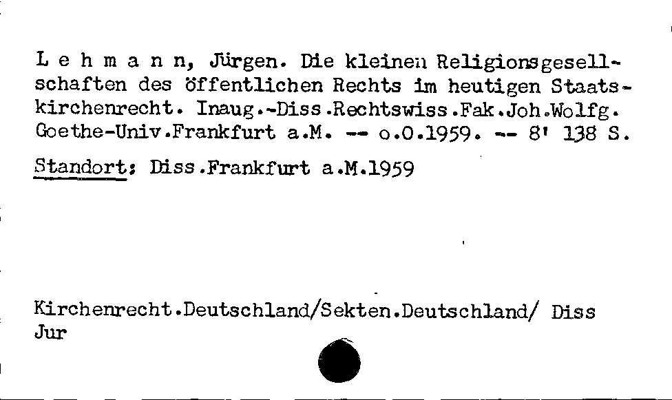 [Katalogkarte Dissertationenkatalog bis 1980]