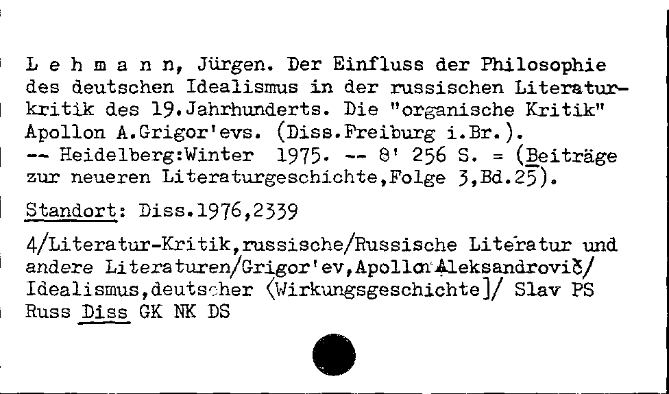 [Katalogkarte Dissertationenkatalog bis 1980]