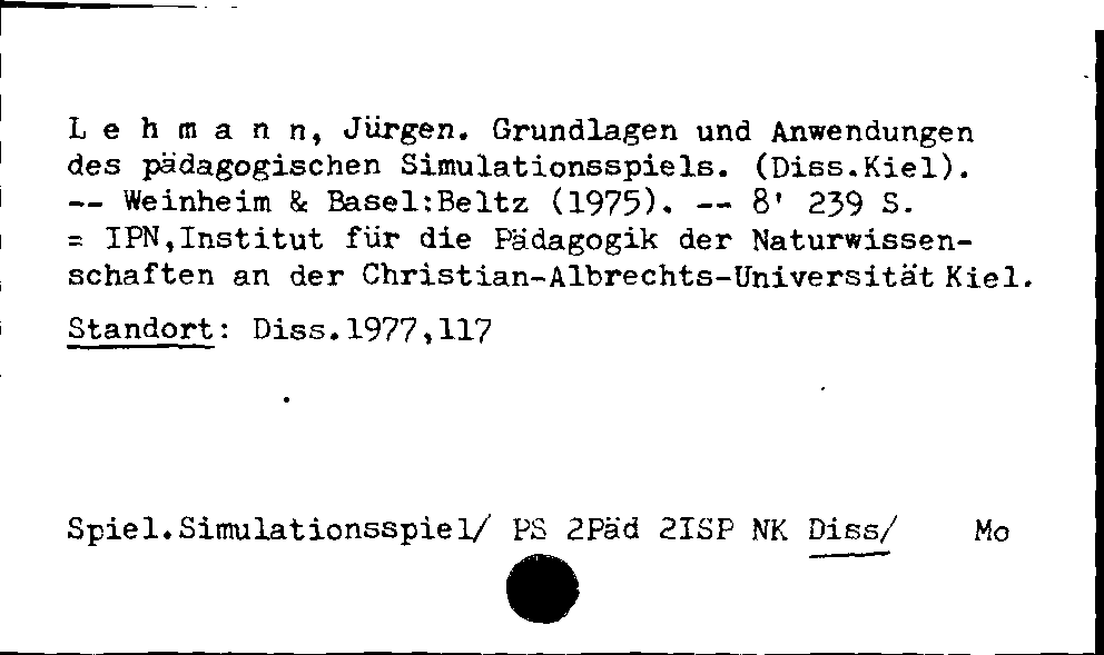 [Katalogkarte Dissertationenkatalog bis 1980]