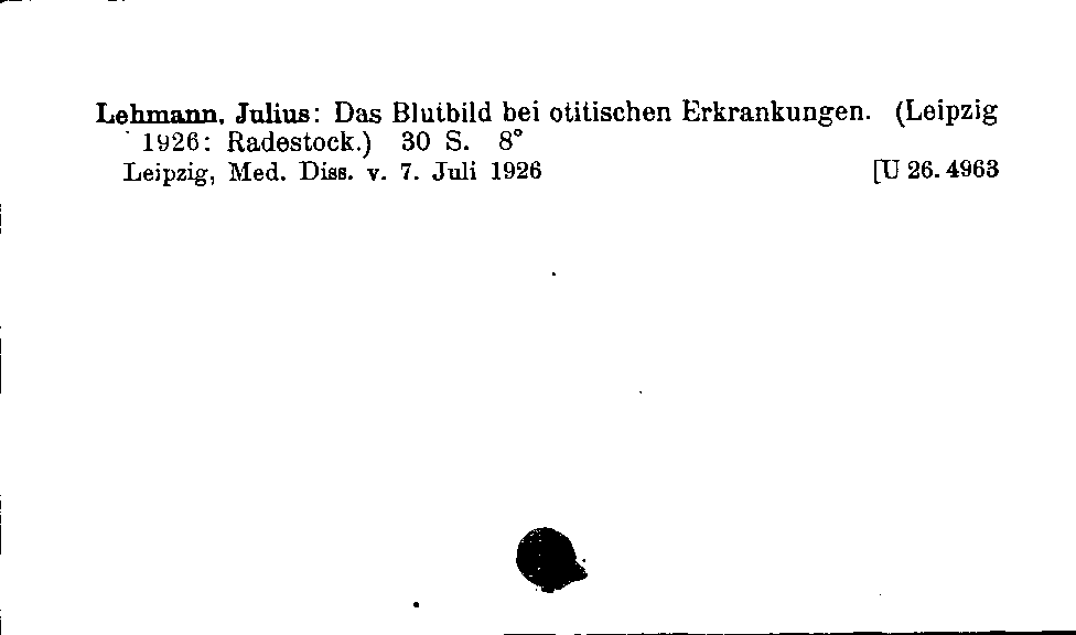 [Katalogkarte Dissertationenkatalog bis 1980]