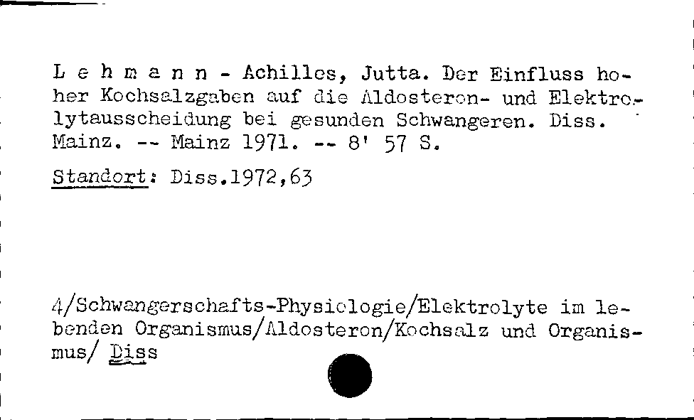 [Katalogkarte Dissertationenkatalog bis 1980]