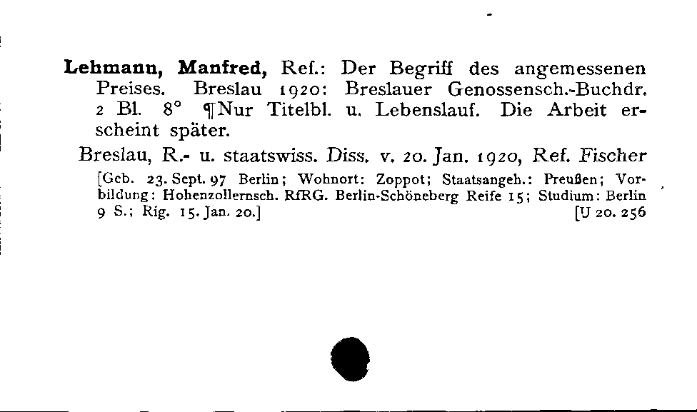 [Katalogkarte Dissertationenkatalog bis 1980]