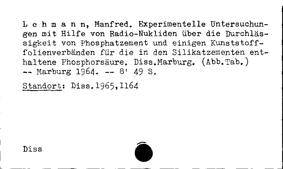 [Katalogkarte Dissertationenkatalog bis 1980]