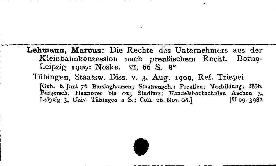 [Katalogkarte Dissertationenkatalog bis 1980]