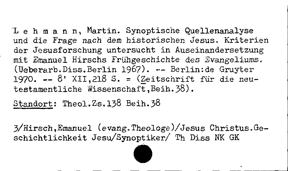 [Katalogkarte Dissertationenkatalog bis 1980]