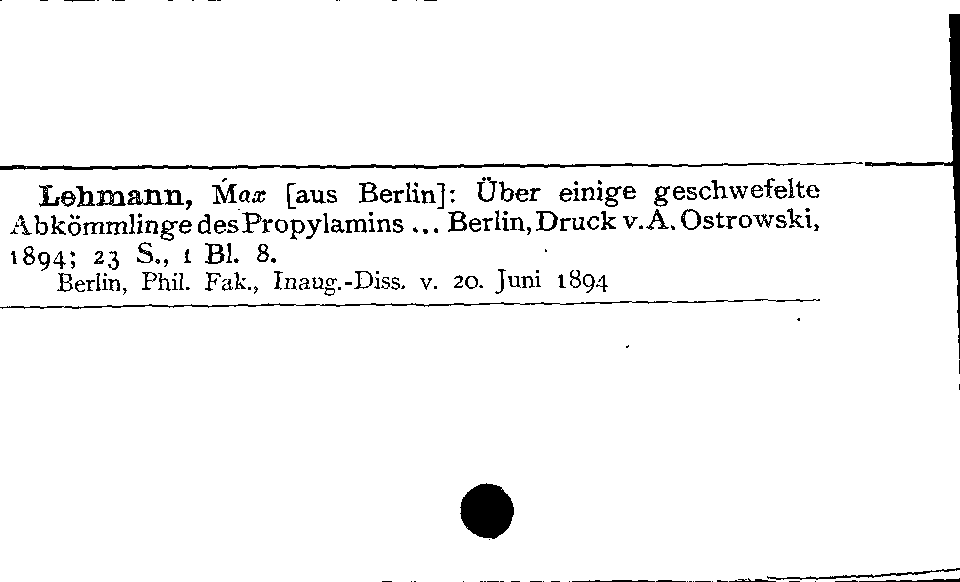 [Katalogkarte Dissertationenkatalog bis 1980]