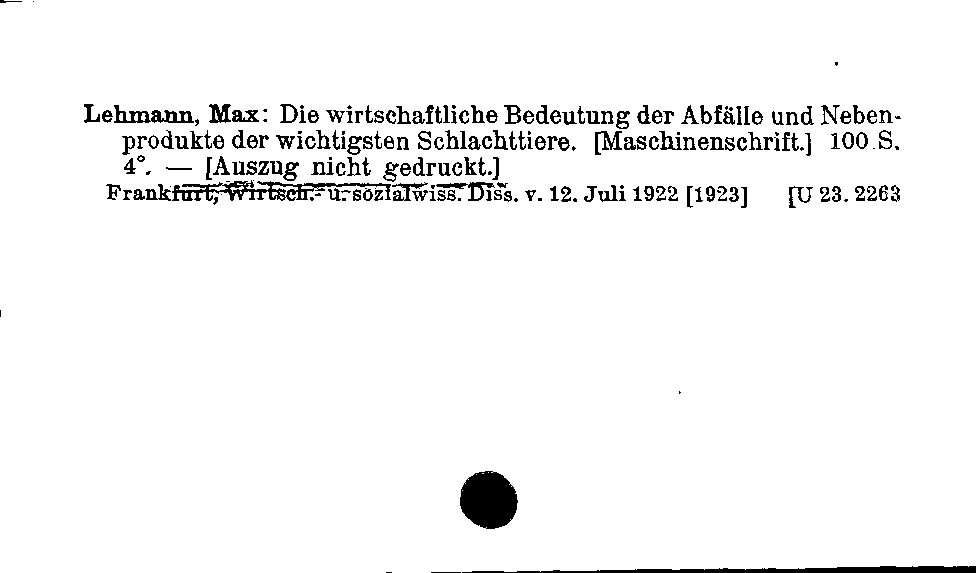 [Katalogkarte Dissertationenkatalog bis 1980]