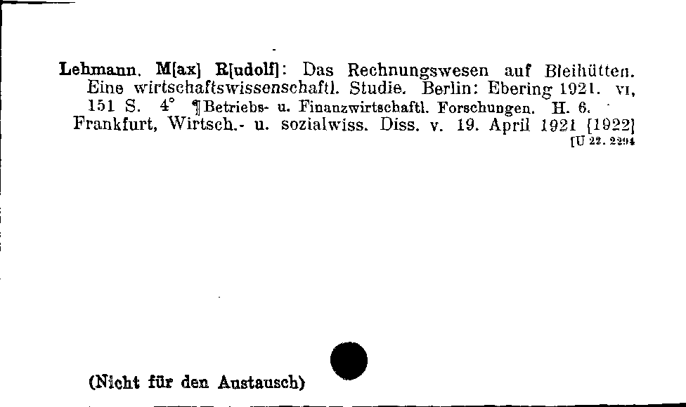 [Katalogkarte Dissertationenkatalog bis 1980]