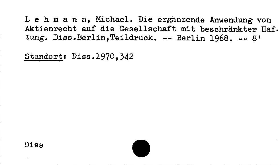 [Katalogkarte Dissertationenkatalog bis 1980]