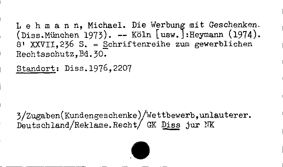 [Katalogkarte Dissertationenkatalog bis 1980]