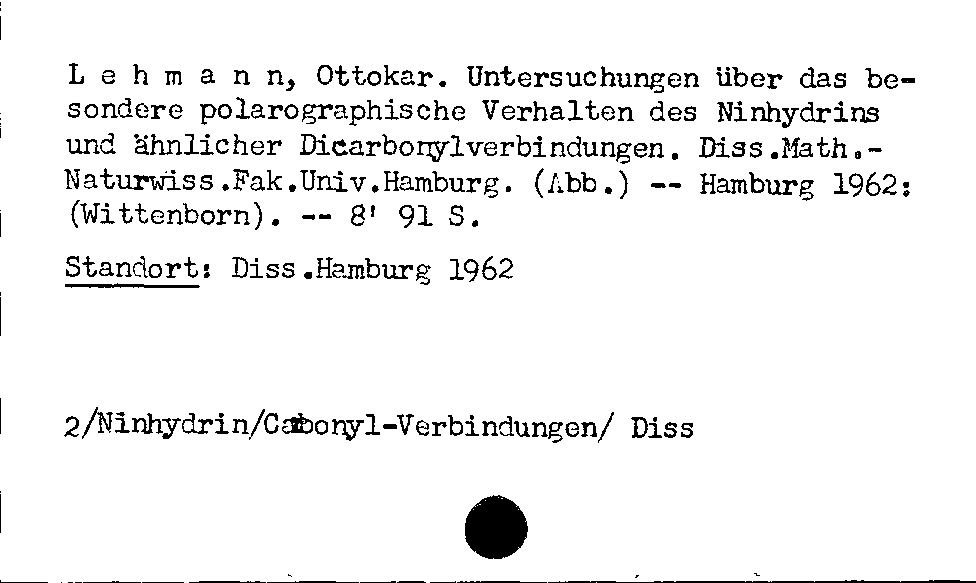 [Katalogkarte Dissertationenkatalog bis 1980]