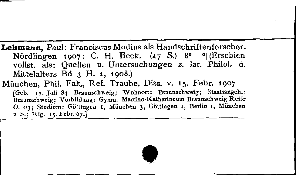 [Katalogkarte Dissertationenkatalog bis 1980]