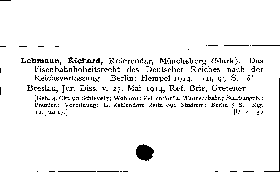 [Katalogkarte Dissertationenkatalog bis 1980]