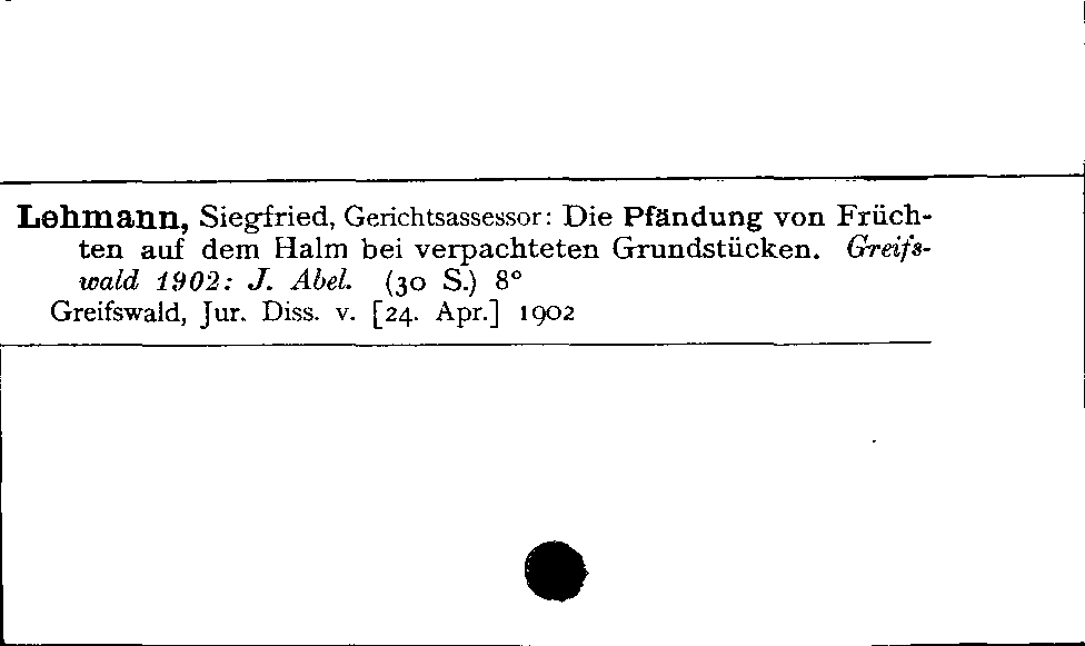 [Katalogkarte Dissertationenkatalog bis 1980]