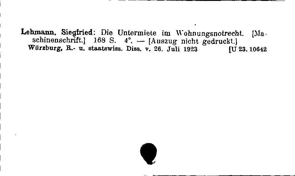 [Katalogkarte Dissertationenkatalog bis 1980]