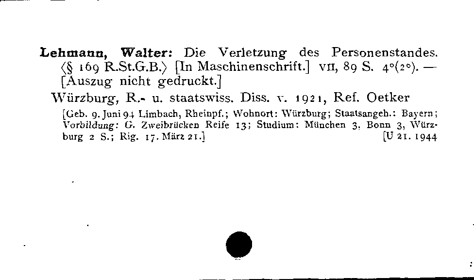 [Katalogkarte Dissertationenkatalog bis 1980]