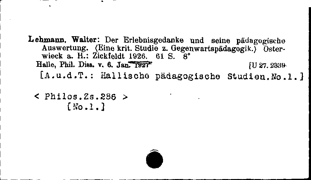 [Katalogkarte Dissertationenkatalog bis 1980]