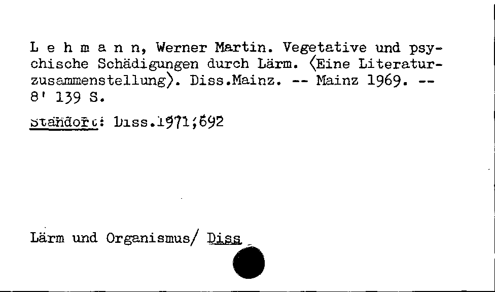 [Katalogkarte Dissertationenkatalog bis 1980]