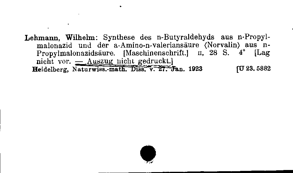 [Katalogkarte Dissertationenkatalog bis 1980]