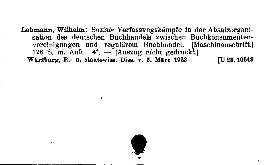 [Katalogkarte Dissertationenkatalog bis 1980]