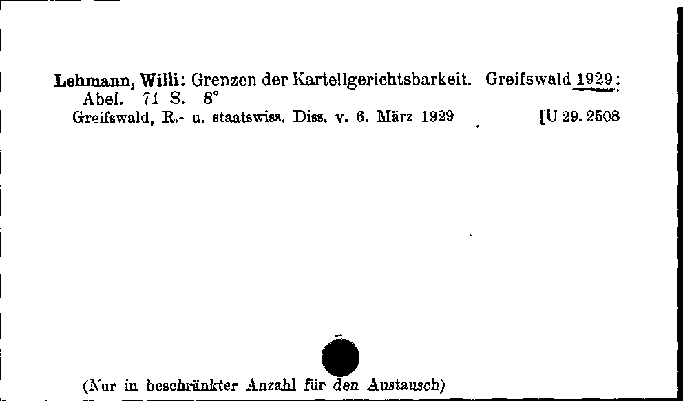 [Katalogkarte Dissertationenkatalog bis 1980]