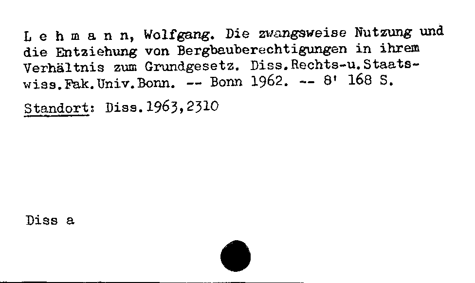 [Katalogkarte Dissertationenkatalog bis 1980]