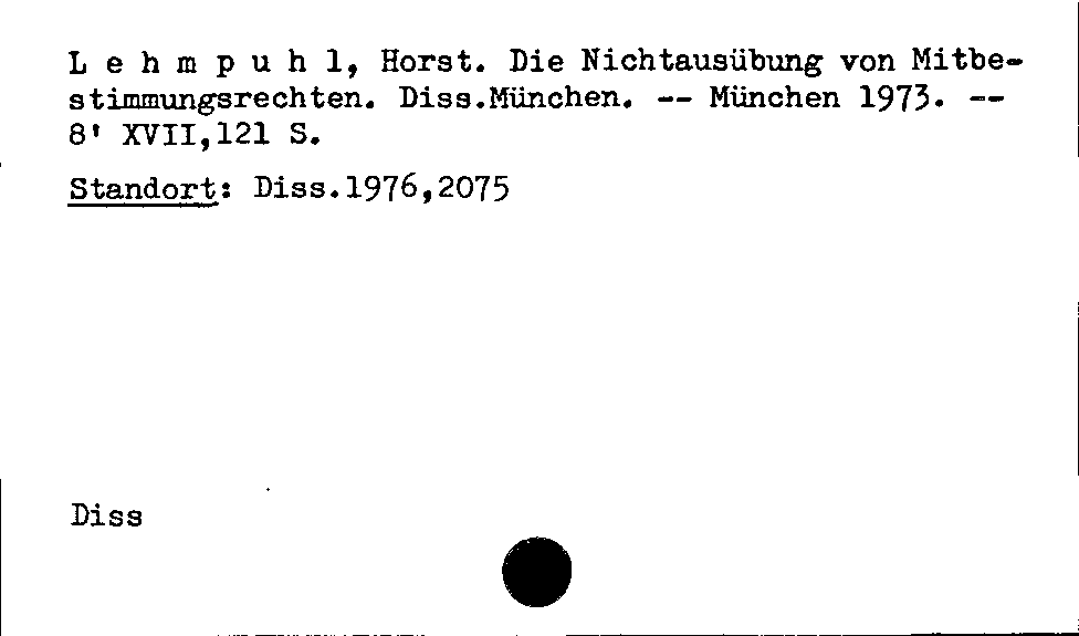 [Katalogkarte Dissertationenkatalog bis 1980]