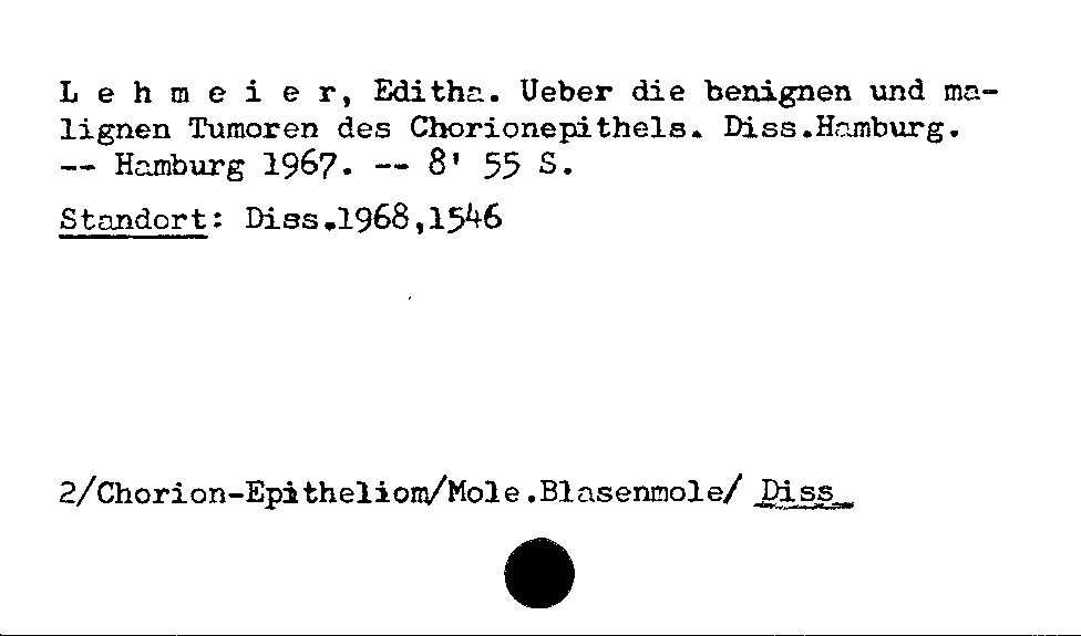 [Katalogkarte Dissertationenkatalog bis 1980]