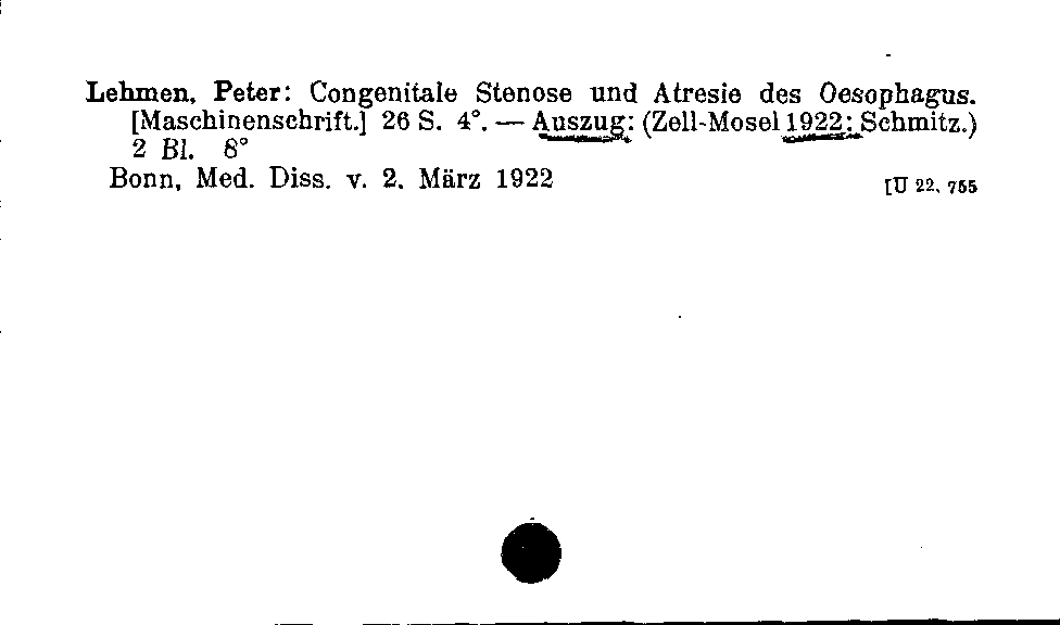 [Katalogkarte Dissertationenkatalog bis 1980]