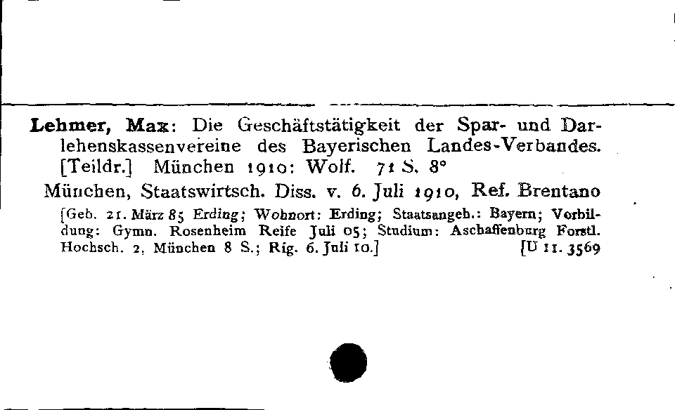 [Katalogkarte Dissertationenkatalog bis 1980]