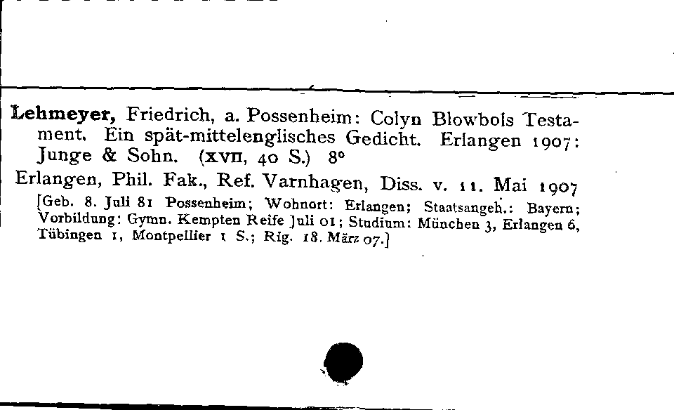 [Katalogkarte Dissertationenkatalog bis 1980]