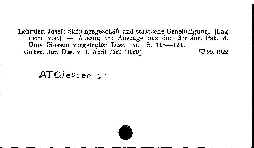 [Katalogkarte Dissertationenkatalog bis 1980]