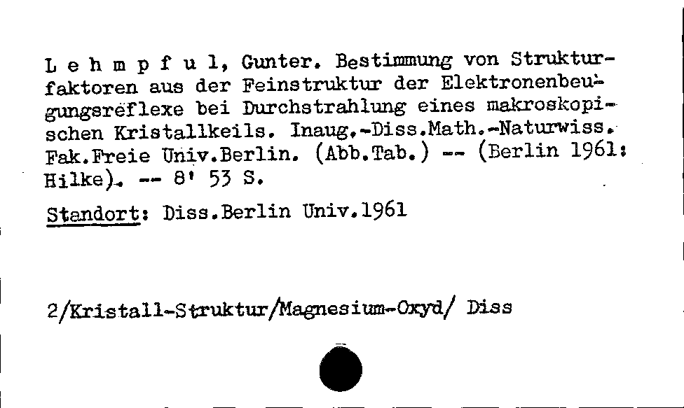 [Katalogkarte Dissertationenkatalog bis 1980]