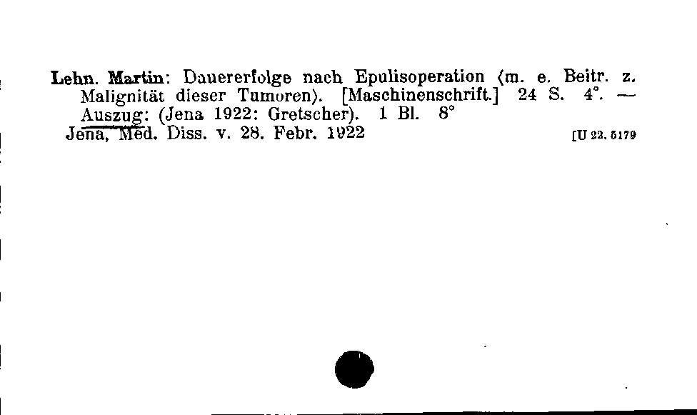 [Katalogkarte Dissertationenkatalog bis 1980]